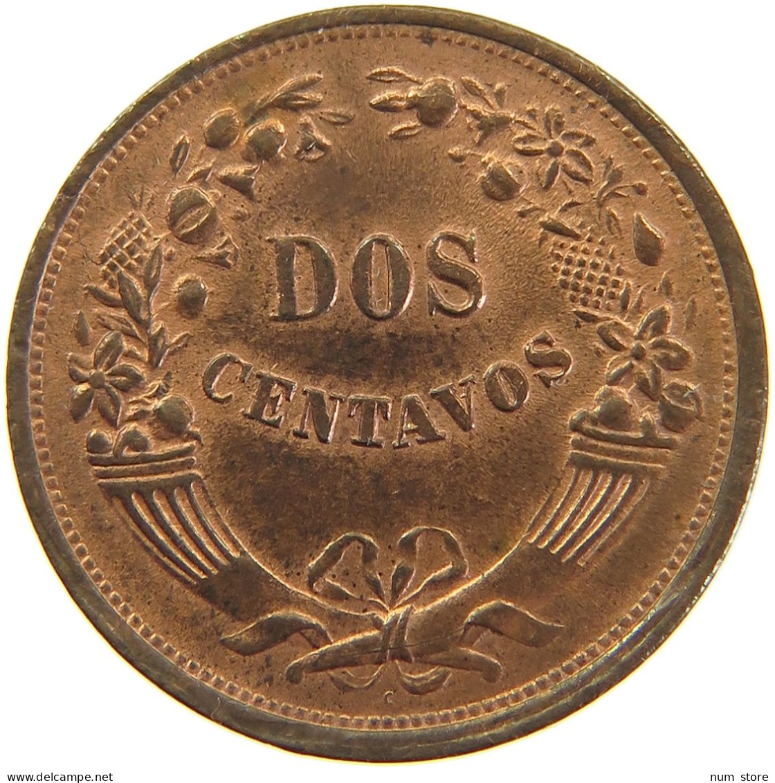 PERU 2 CENTAVOS 1936 C RED LUSTRE #t030 0191 - Perú