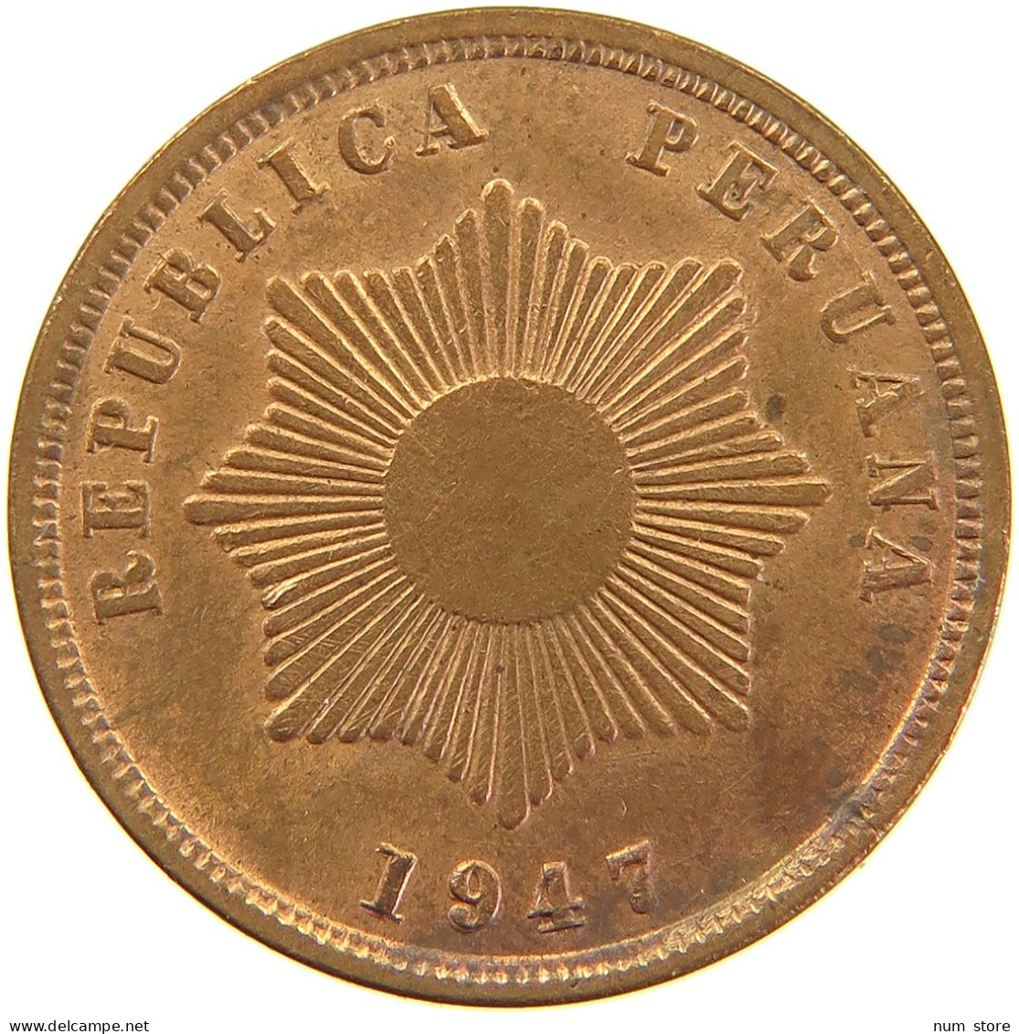 PERU 2 CENTAVOS 1947 #t030 0207 - Peru