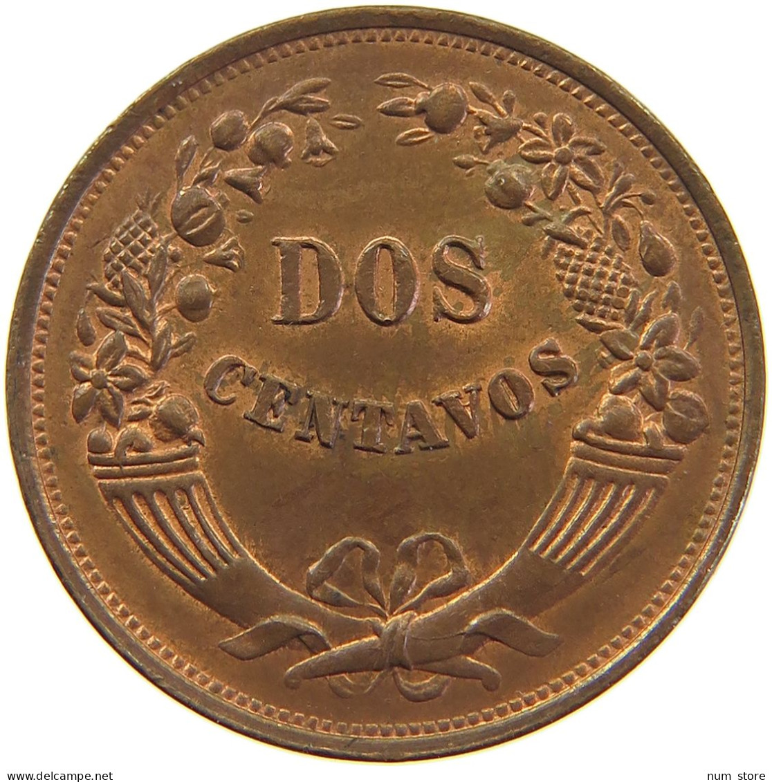 PERU 2 CENTAVOS 1935 RED LUSTRE #t030 0195 - Peru