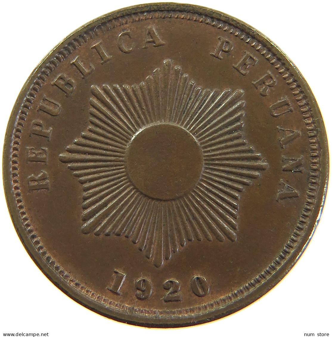 PERU 2 CENTAVOS 1920 C #t030 0189 - Peru