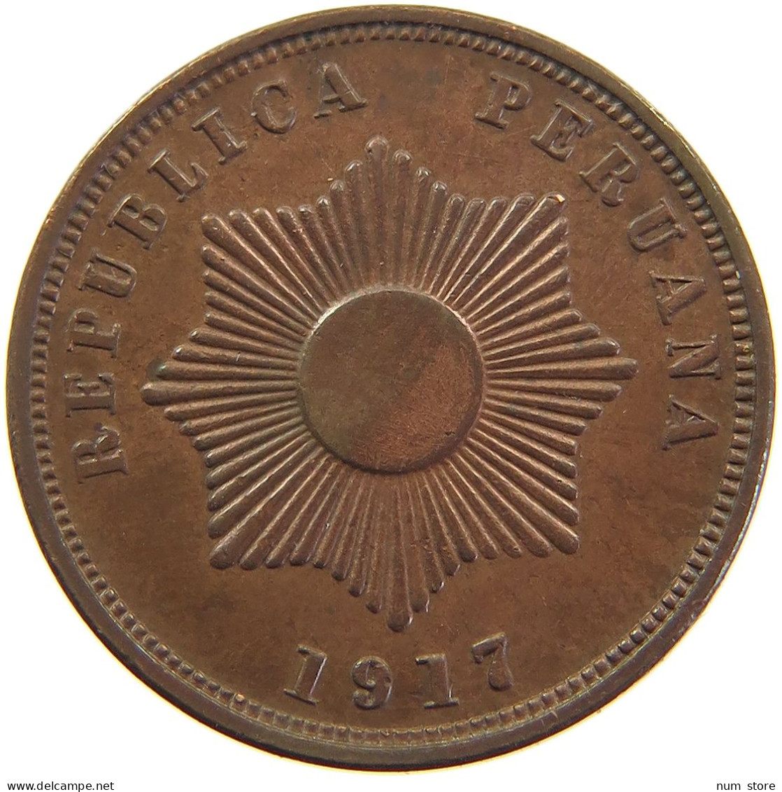 PERU 2 CENTAVOS 1917 C #t030 0197 - Pérou