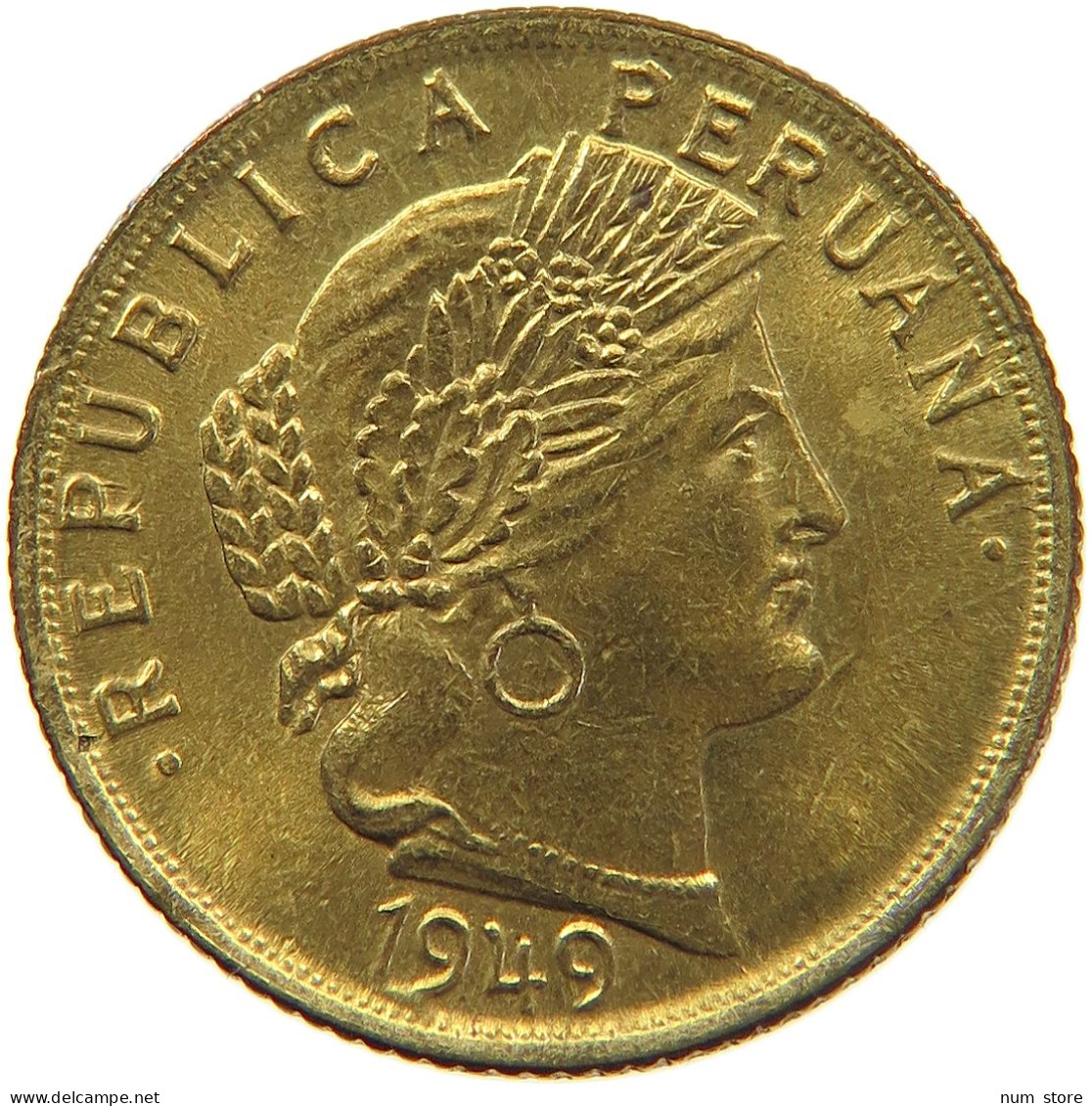 PERU 10 CENTAVOS 1949 UNC #t030 0131 - Peru