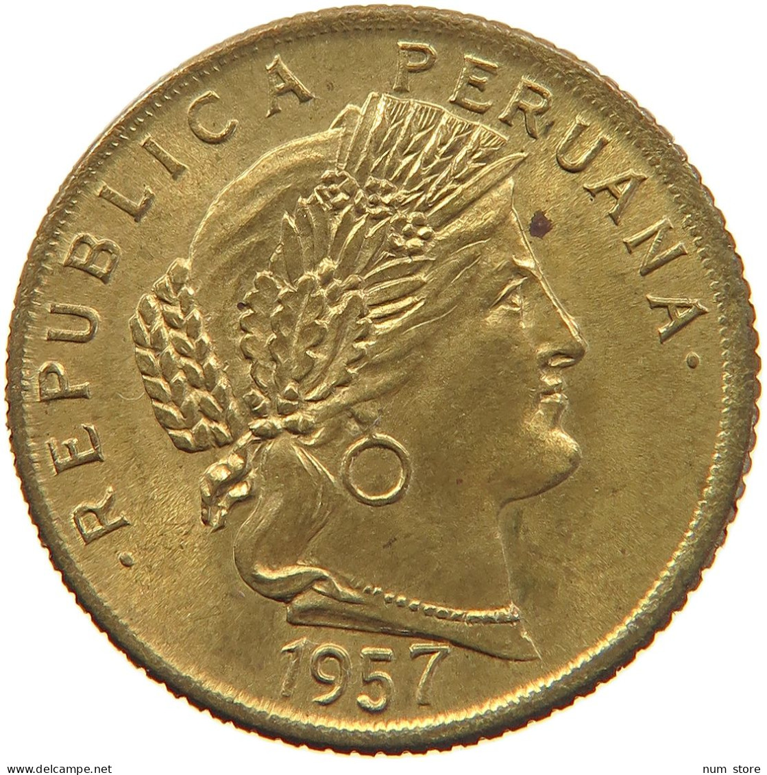 PERU 10 CENTAVOS 1957 UNC #t030 0151 - Peru