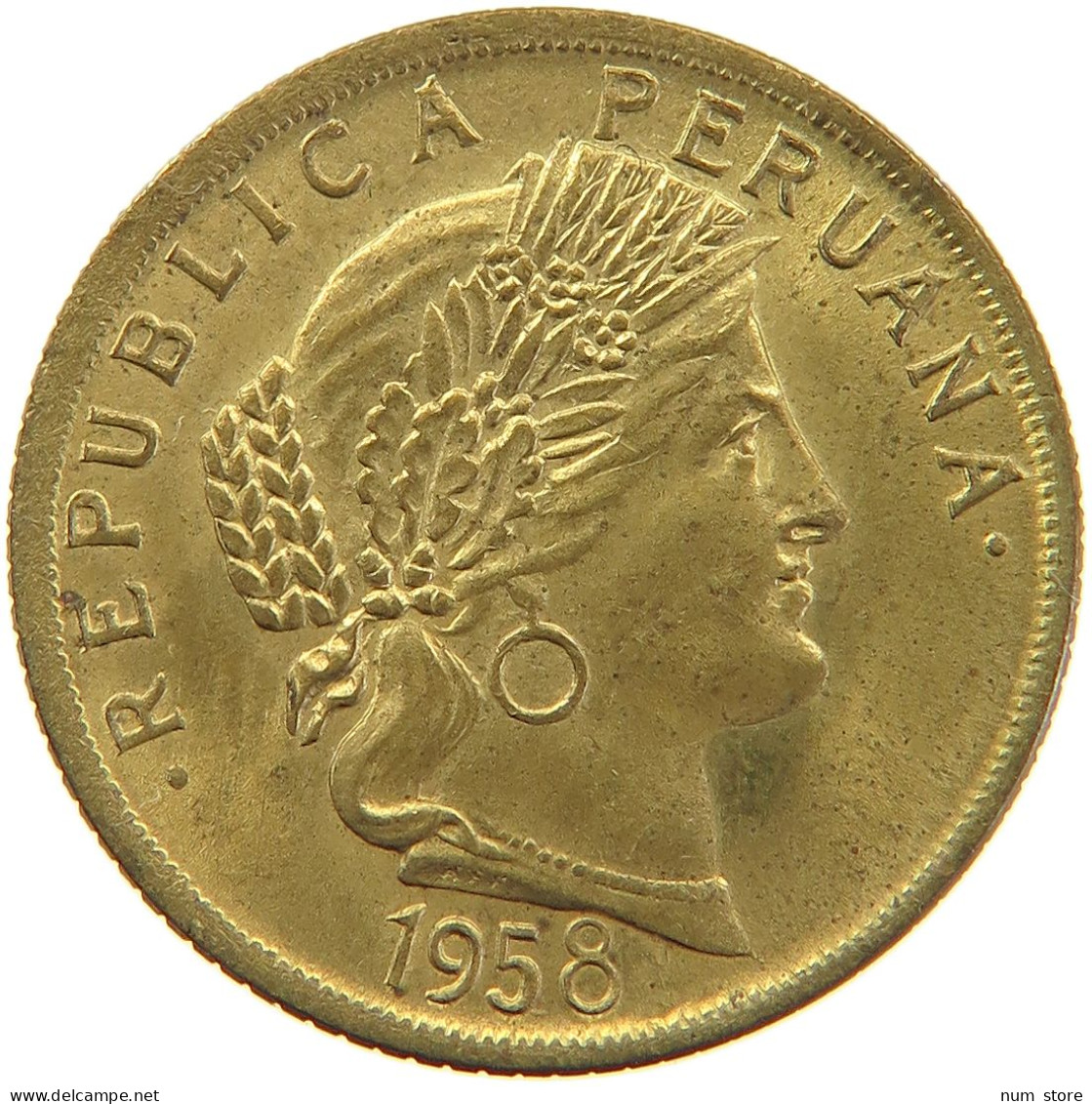 PERU 10 CENTAVOS 1958 UNC #t030 0135 - Pérou