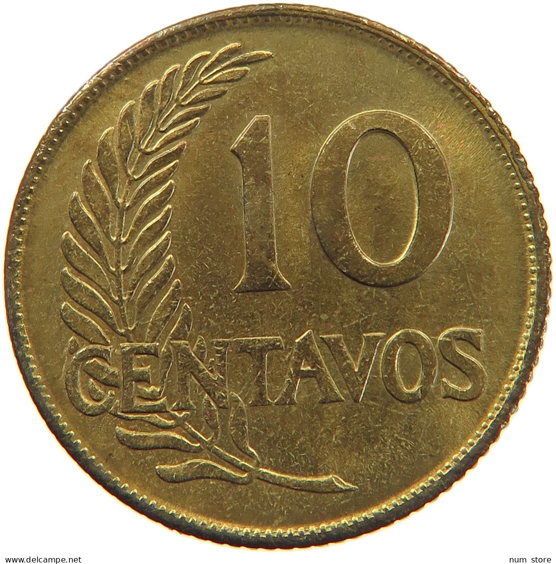 PERU 10 CENTAVOS 1948 AUNC #t030 0129 - Peru