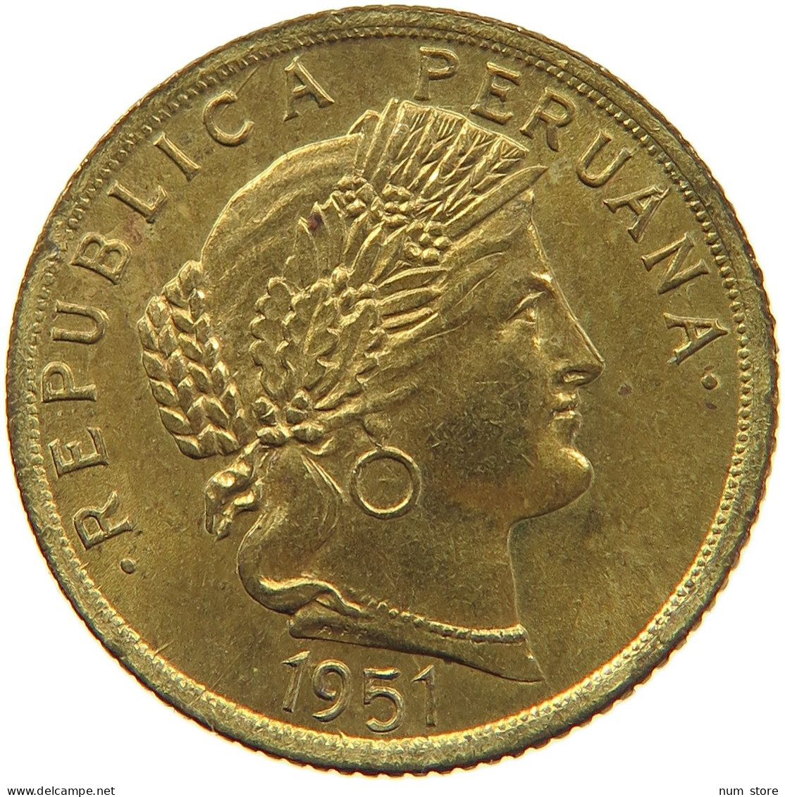 PERU 10 CENTAVOS 1951 UNC #t030 0145 - Perú