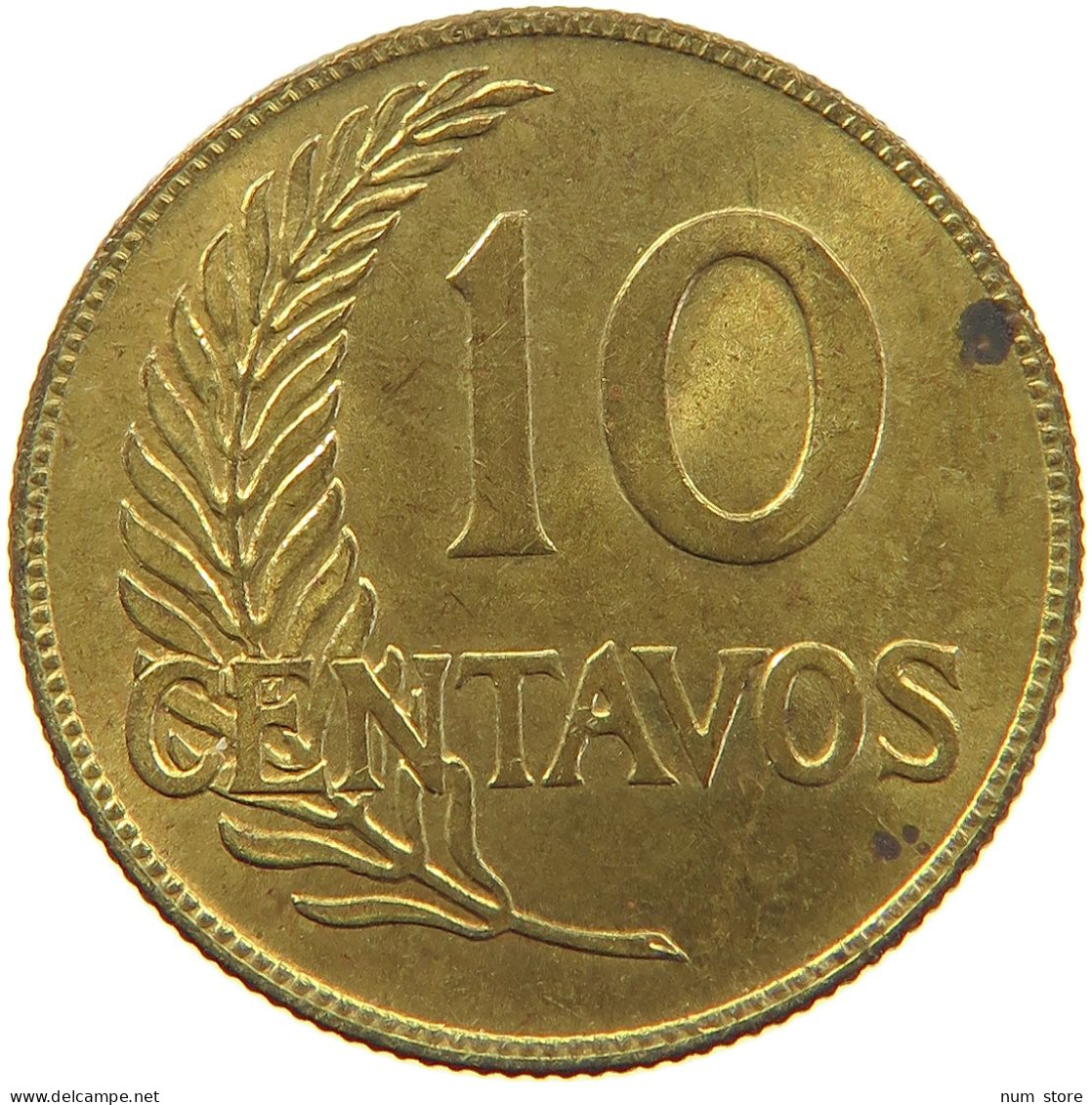 PERU 10 CENTAVOS 1942 PHILADELPHIA UNC #t030 0139 - Perú