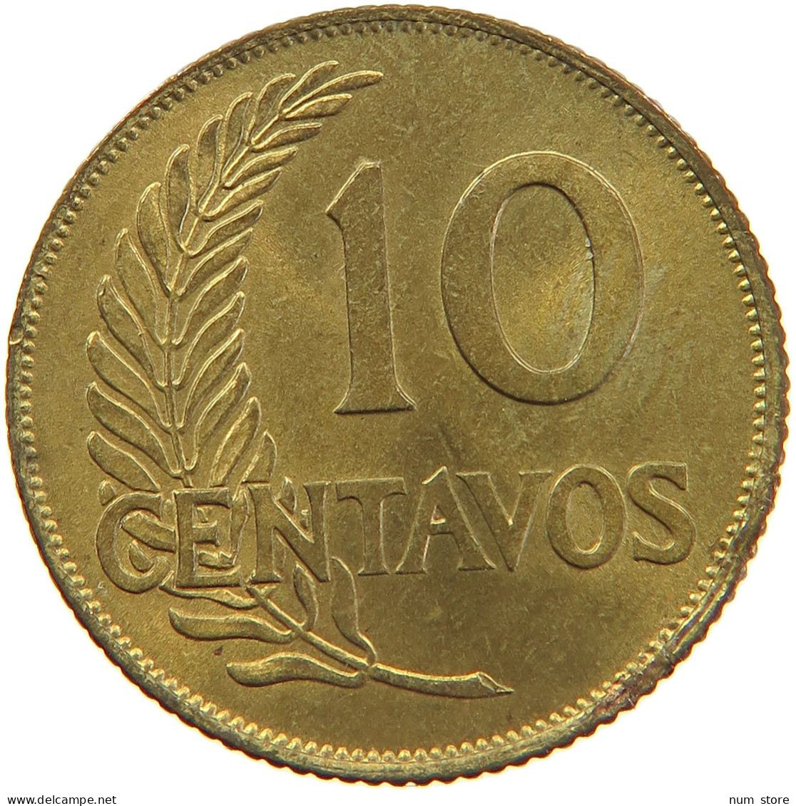 PERU 10 CENTAVOS 1946 UNC #t030 0141 - Pérou