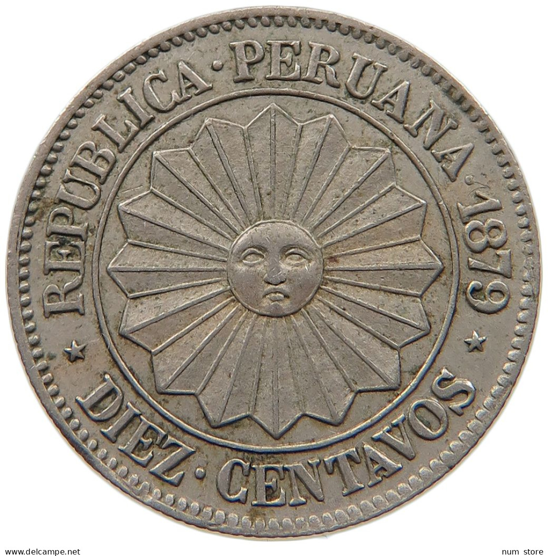 PERU 10 CENTAVOS 1879 #t030 0055 - Peru
