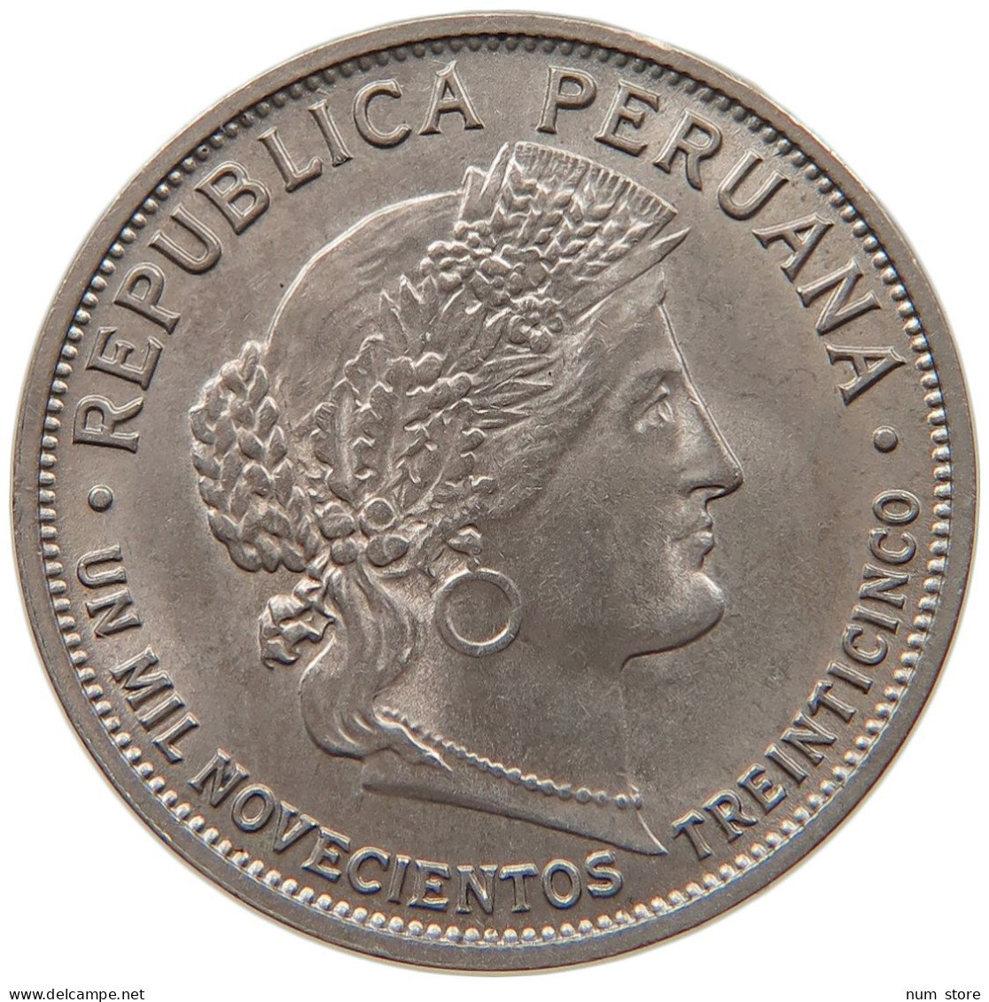 PERU 10 CENTAVOS 1935 UNC #t030 0045 - Pérou