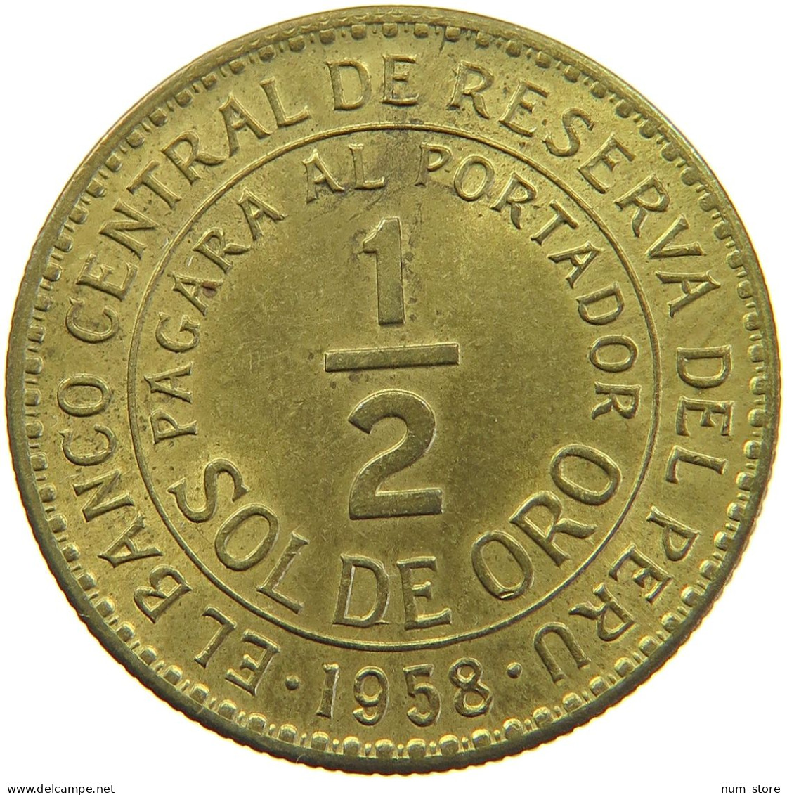 PERU 1/2 SOL 1958 #t030 0081 - Pérou