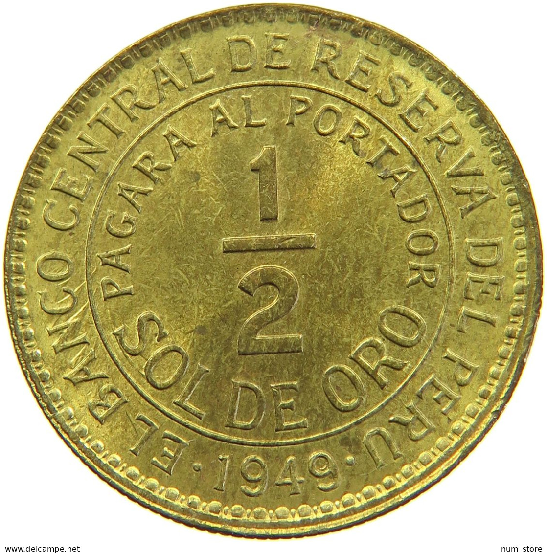 PERU 1/2 SOL 1949 UNC #t030 0085 - Perú