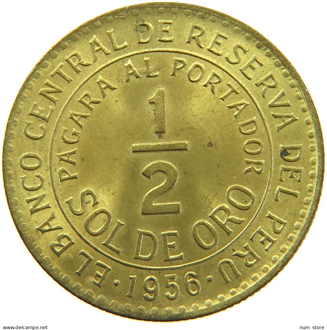 PERU 1/2 SOL 1956 UNC #t030 0079 - Pérou