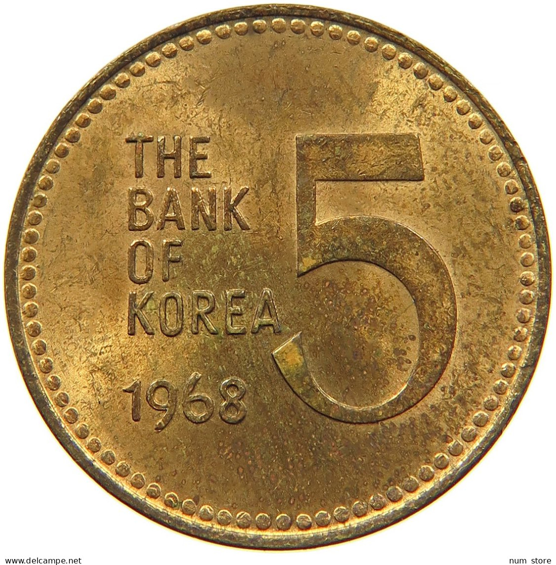 KOREA SOUTH 5 WON 1968 #t030 0459 - Korea (Süd-)