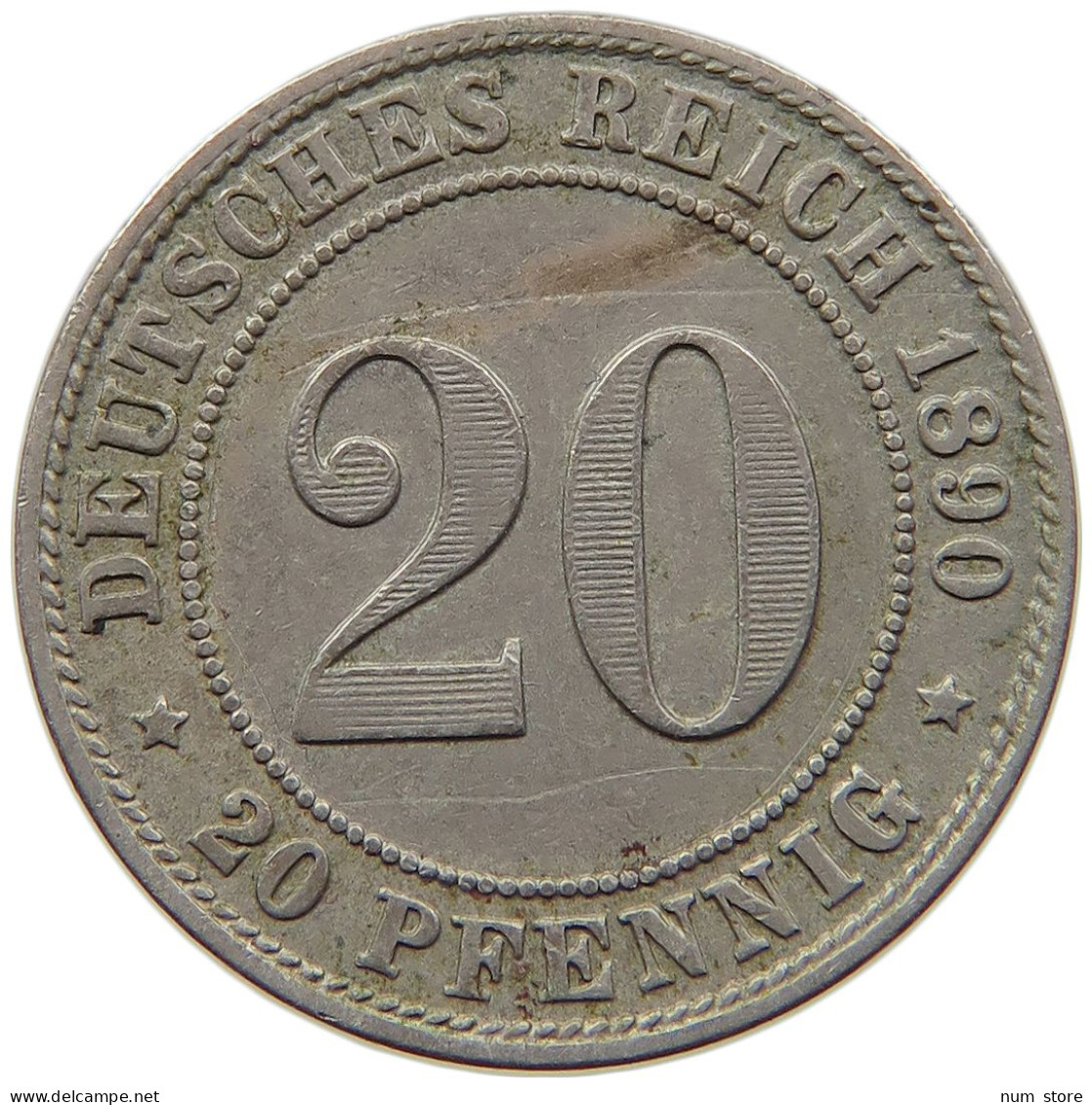 KAISERREICH 20 PFENNIG 1890 G #t029 0301 - 20 Pfennig