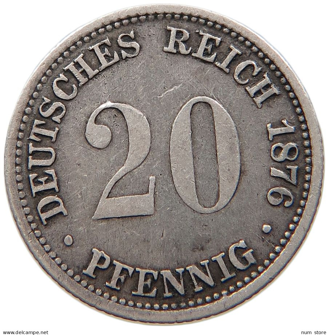 KAISERREICH 20 PFENNIG 1876 J #t029 0283 - 20 Pfennig