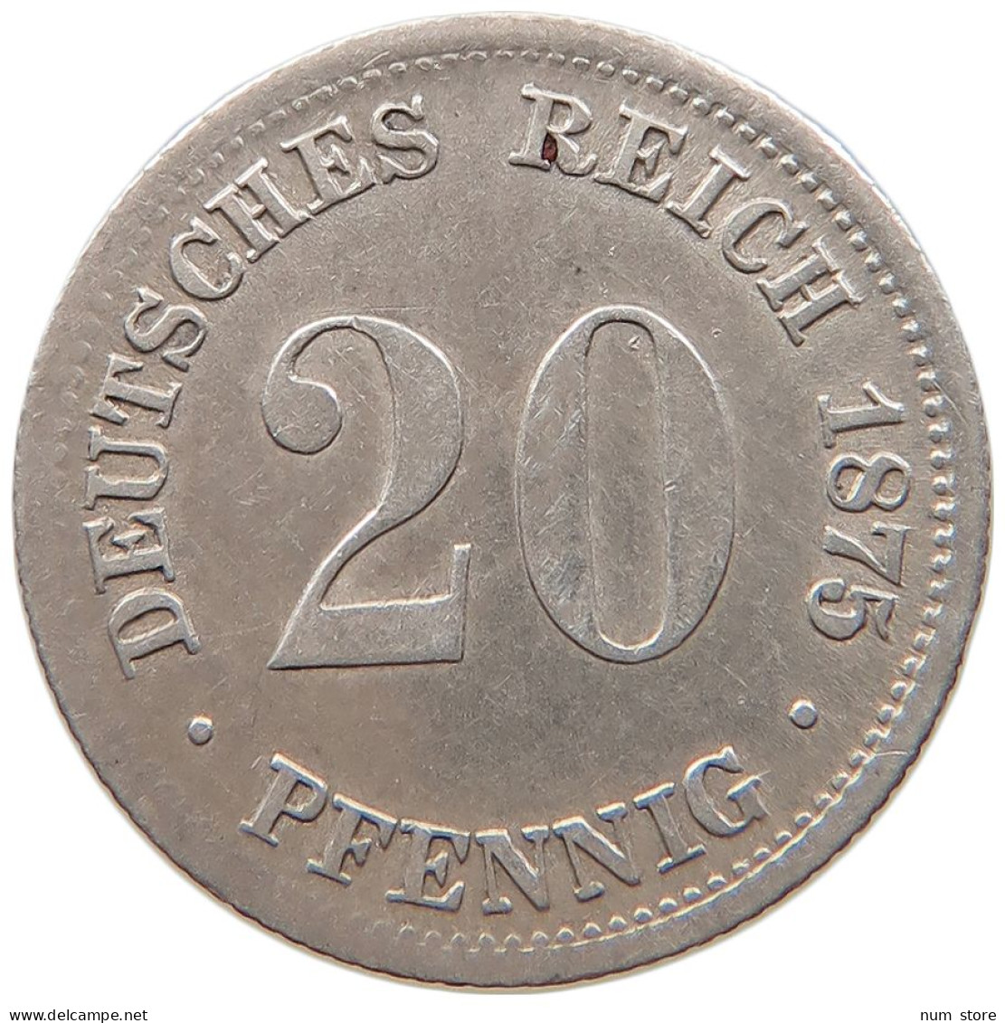 KAISERREICH 20 PFENNIG 1875 D #t029 0285 - 20 Pfennig