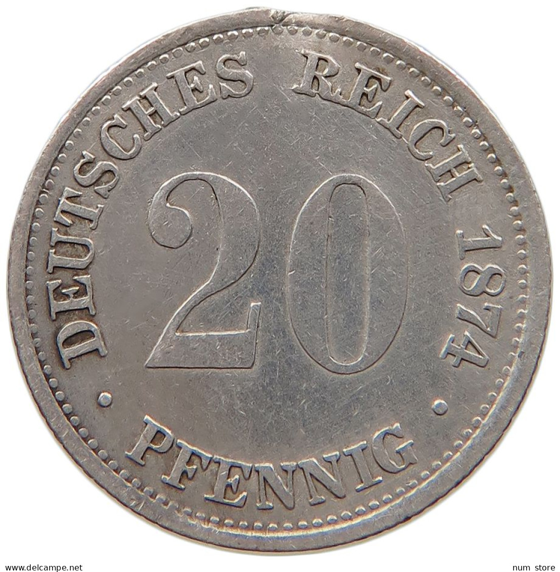 KAISERREICH 20 PFENNIG 1874 F #t029 0277 - 20 Pfennig