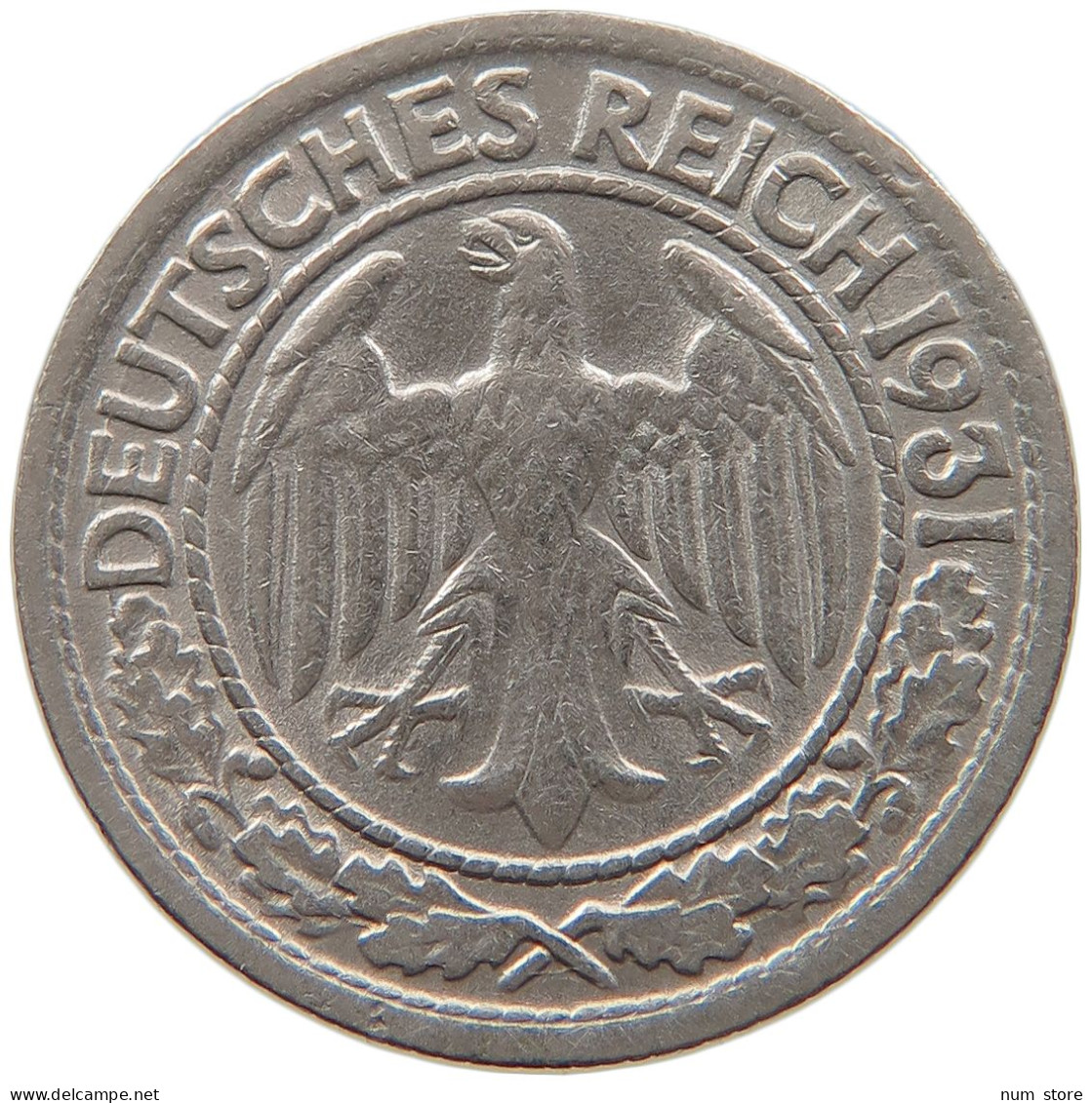 GERMANY WEIMAR 50 REICHSPFENNIG 1931 D #t030 0267 - 50 Rentenpfennig & 50 Reichspfennig