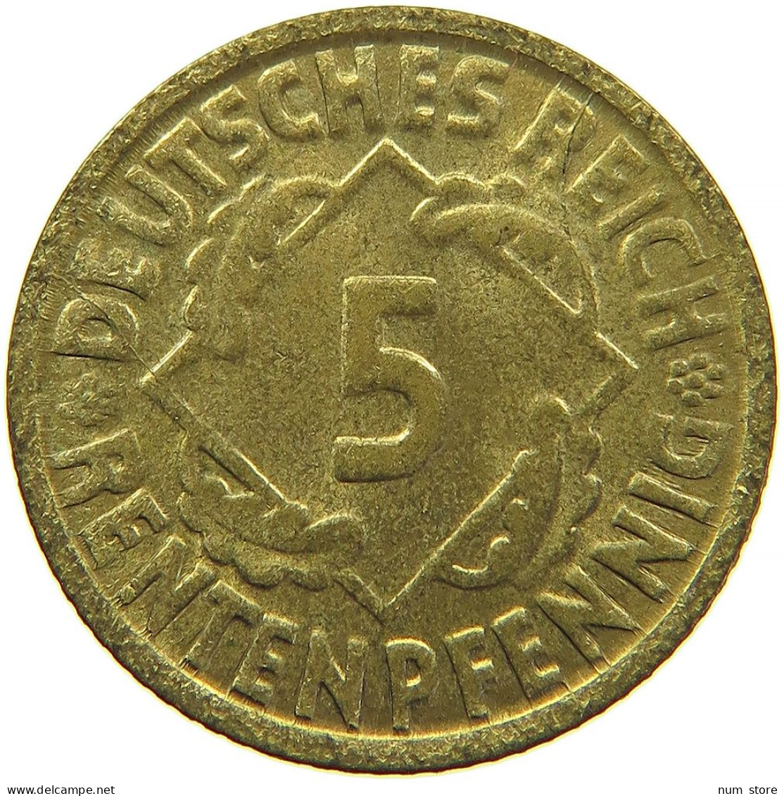 GERMANY WEIMAR 5 RENTENPFENNIG 1924 G #t030 0369 - 5 Renten- & 5 Reichspfennig