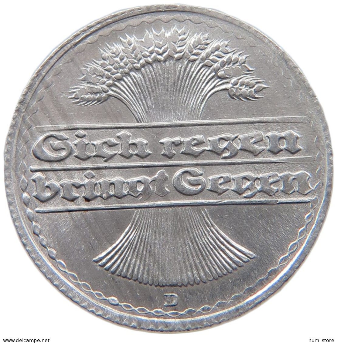 GERMANY WEIMAR 50 PFENNIG 1920 D #t030 0289 - 50 Renten- & 50 Reichspfennig