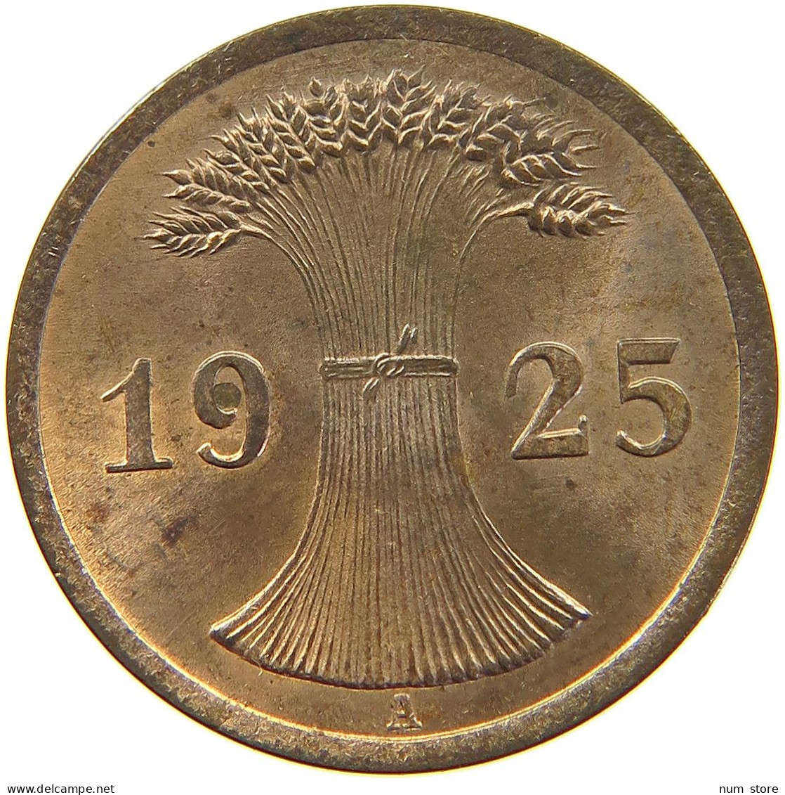 GERMANY WEIMAR 2 REICHSPFENNIG 1925 A #t030 0345 - 2 Rentenpfennig & 2 Reichspfennig