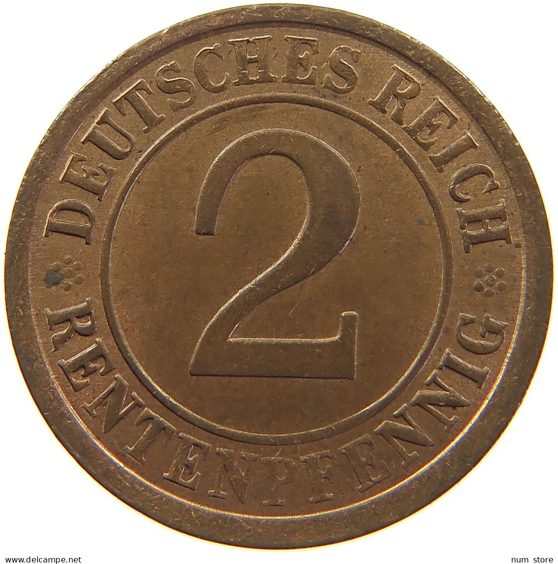 GERMANY WEIMAR 2 RENTENPFENNIG 1924 A #t030 0351 - 2 Renten- & 2 Reichspfennig