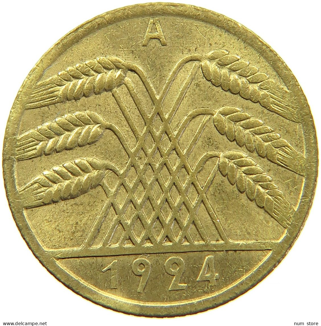 GERMANY WEIMAR 10 RENTENPFENNIG 1924 A #t030 0361 - 10 Renten- & 10 Reichspfennig