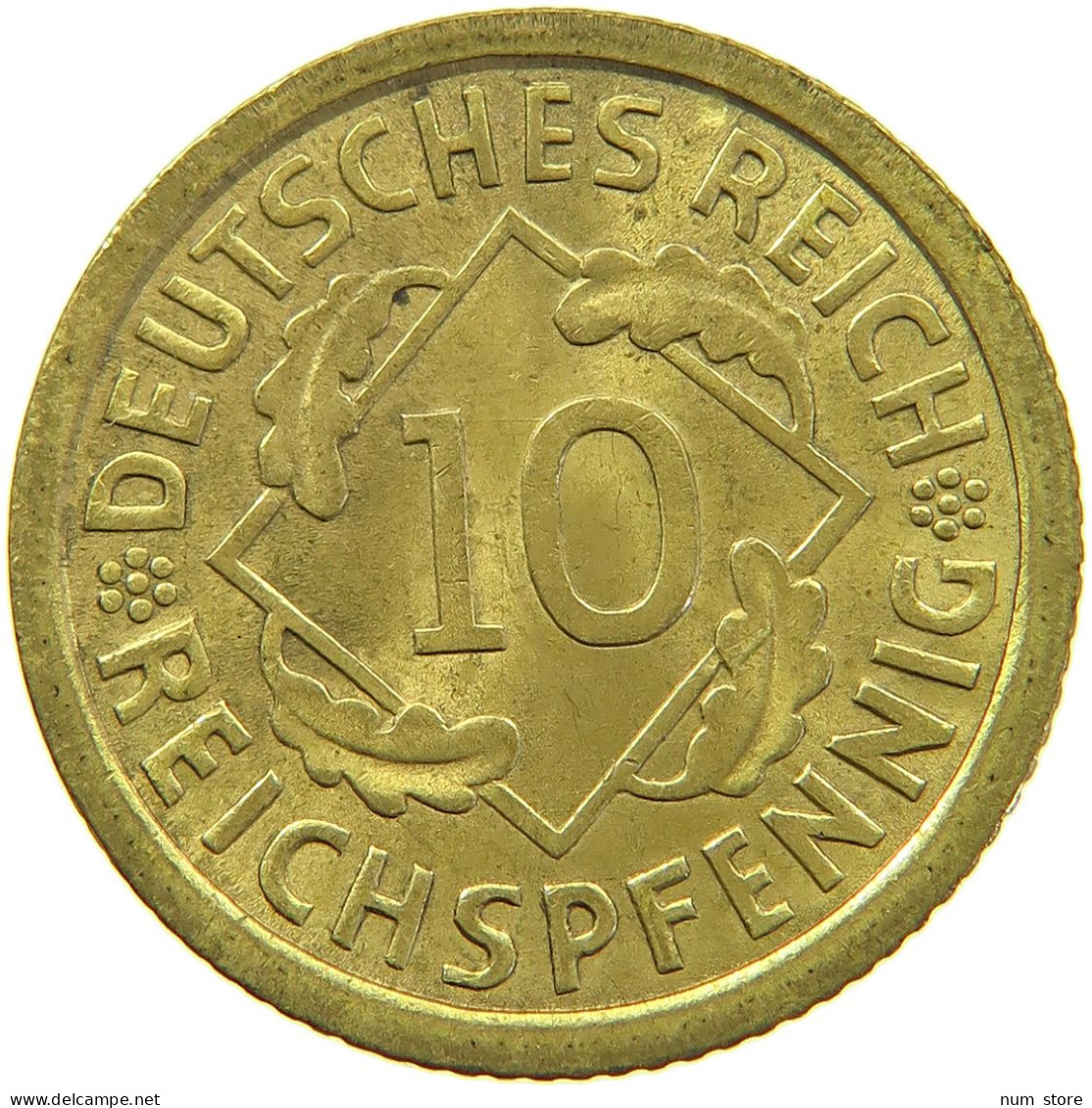 GERMANY WEIMAR 10 REICHSPFENNIG 1936 A #t030 0363 - 10 Renten- & 10 Reichspfennig