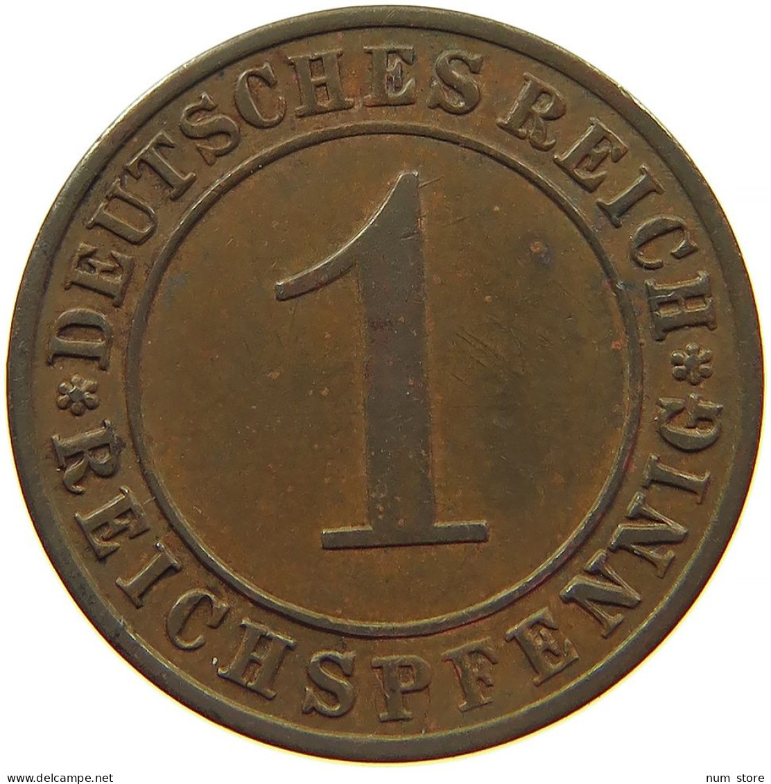 GERMANY WEIMAR 1 REICHSPFENNIG 1924 E #t030 0479 - 1 Renten- & 1 Reichspfennig