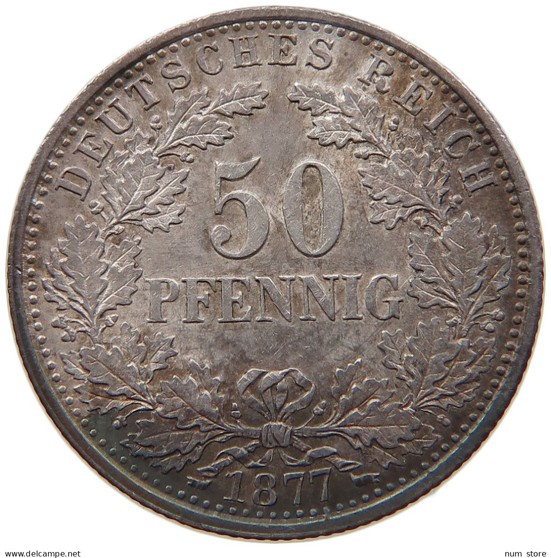 GERMANY EMPIRE 50 PFENNIG 1877 D #t030 0319 - 50 Pfennig