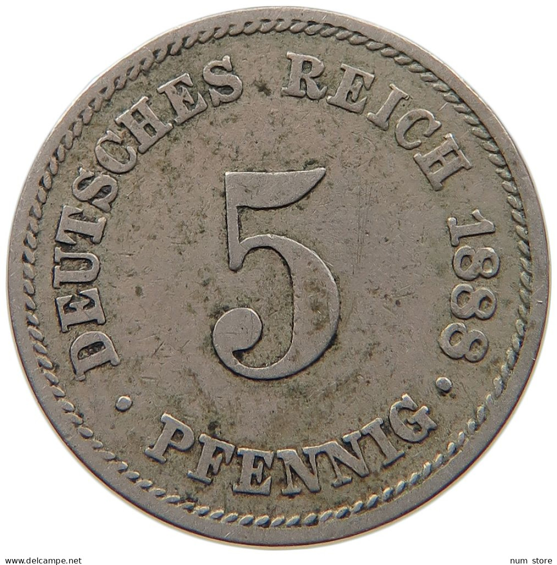 GERMANY EMPIRE 5 PFENNIG 1888 A #t030 0277 - 5 Pfennig