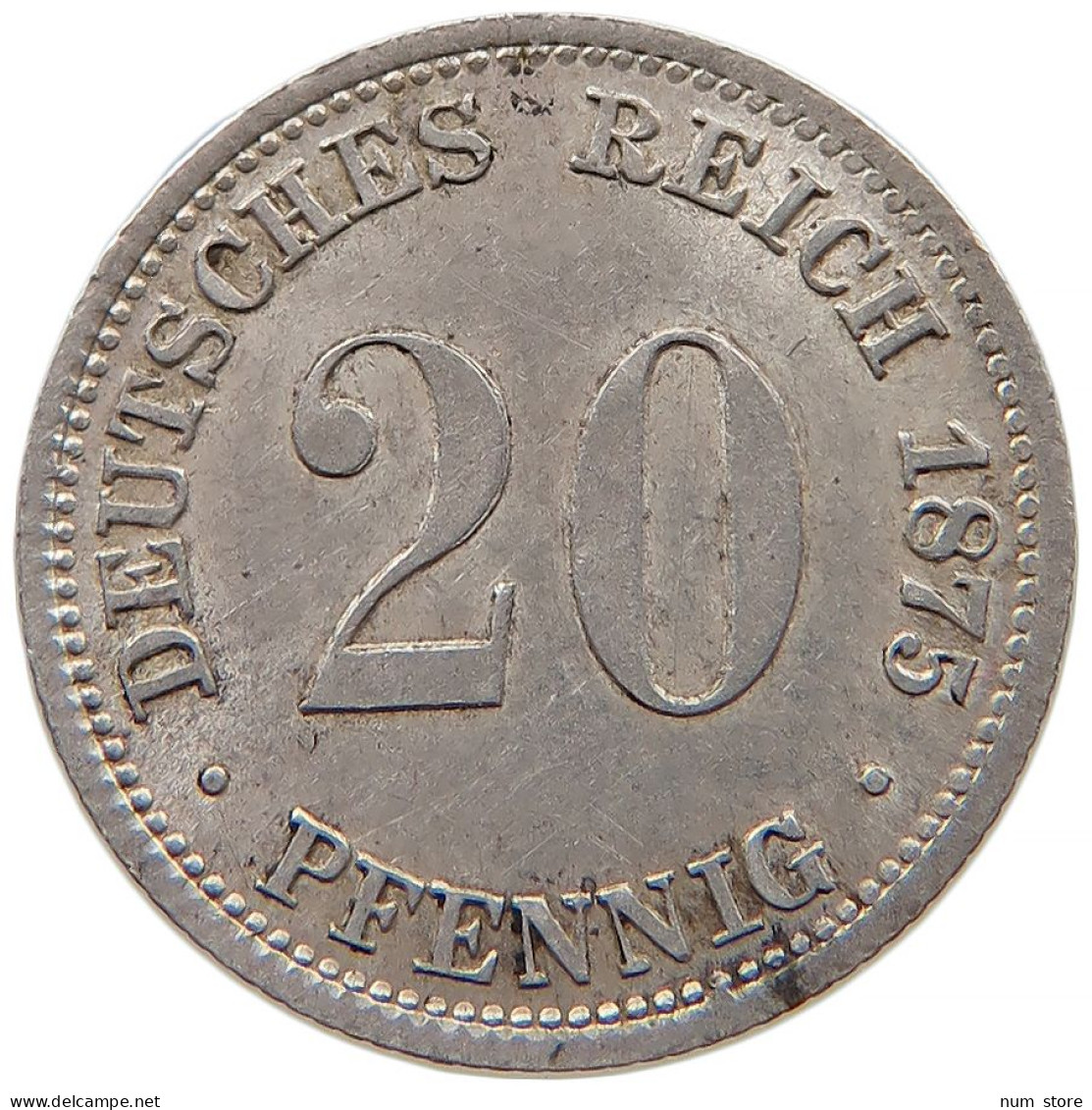 GERMANY EMPIRE 20 PFENNIG 1875 J #t030 0407 - 20 Pfennig