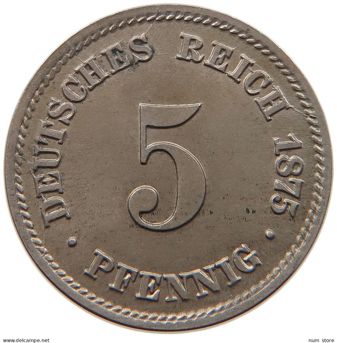 GERMANY EMPIRE 5 PFENNIG 1875 C #t030 0283 - 5 Pfennig