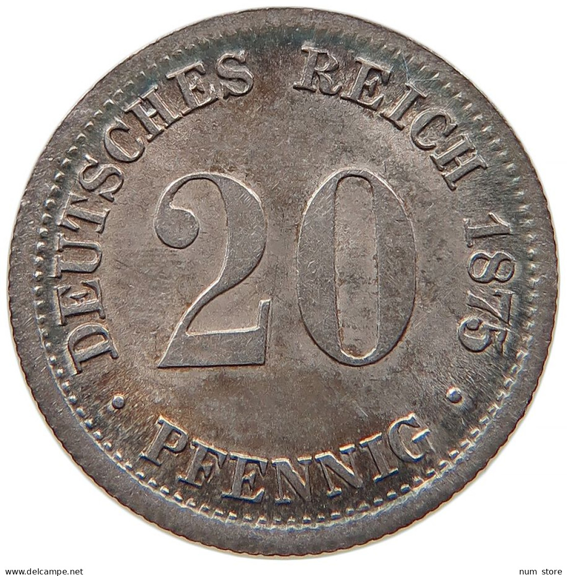 GERMANY EMPIRE 20 PFENNIG 1875 D #t030 0323 - 20 Pfennig