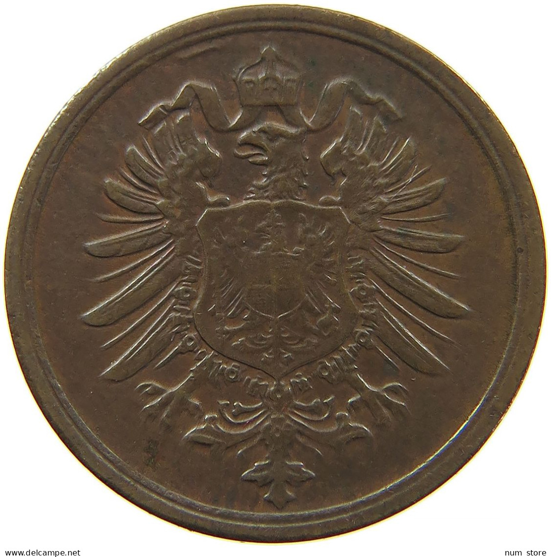 GERMANY EMPIRE 2 PFENNIG 1875 G MINT MARK WEAK STRUCK #t030 0343 - 2 Pfennig