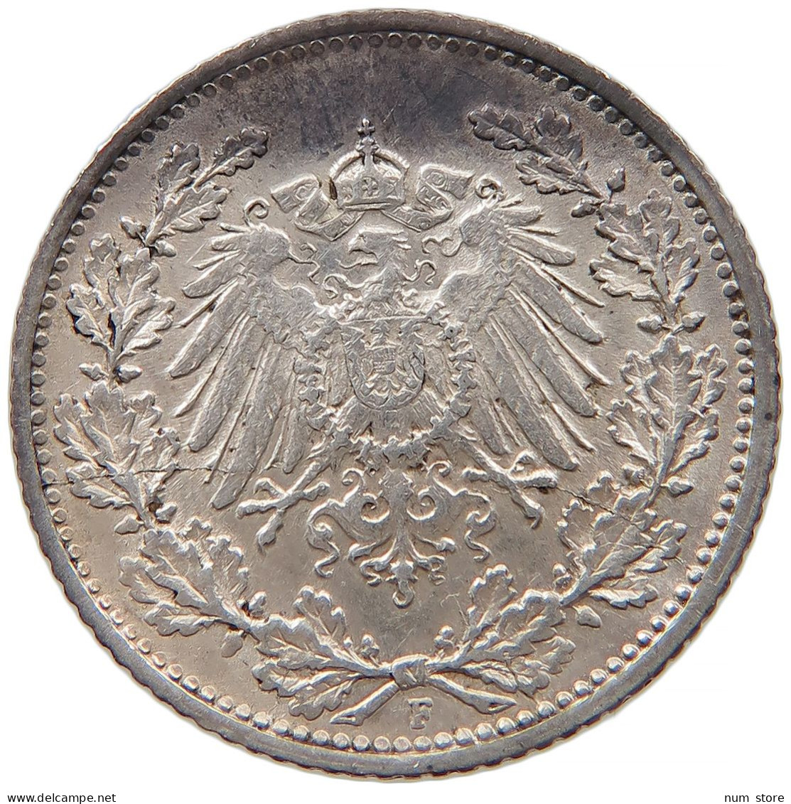 GERMANY EMPIRE 1/2 MARK 1915 F TOP #t030 0309 - 1/2 Mark