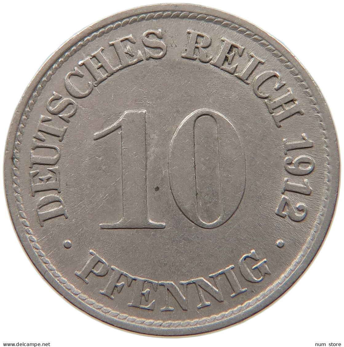 GERMANY EMPIRE 10 PFENNIG 1912 D #t030 0261 - 10 Pfennig