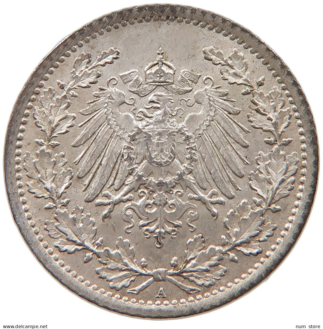 GERMANY EMPIRE 1/2 MARK 1916 A #t030 0315 - 1/2 Mark