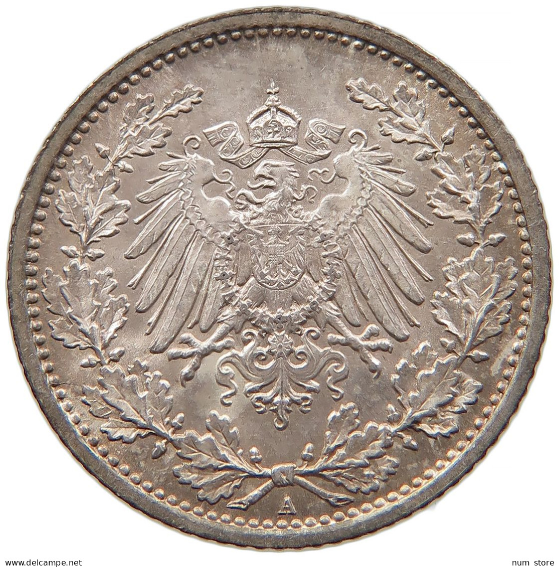 GERMANY EMPIRE 1/2 MARK 1905 A TOP #t030 0307 - 1/2 Mark