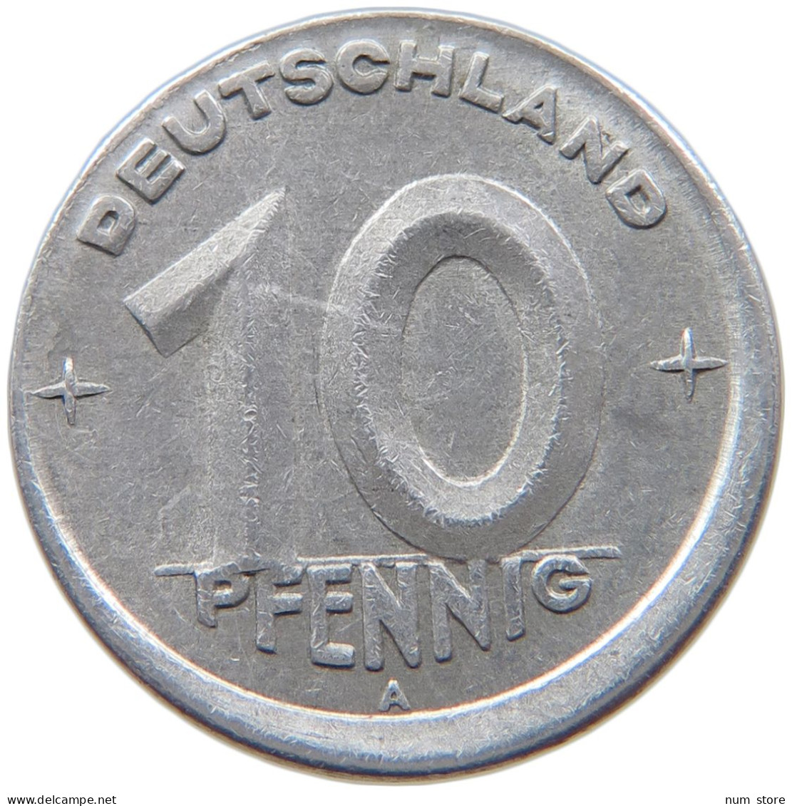 GERMANY DDR 10 PFENNIG 1948 A MINTING ERROR OFF-CENTER #t030 0445 - 10 Pfennig