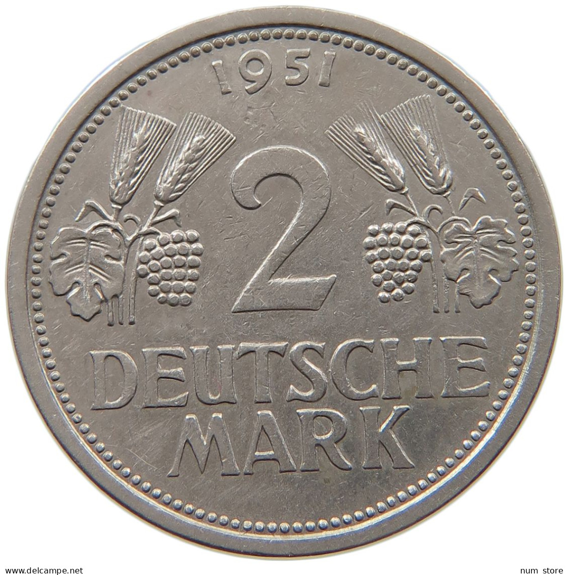 GERMANY BRD 2 MARK 1951 J #t030 0249 - 2 Mark