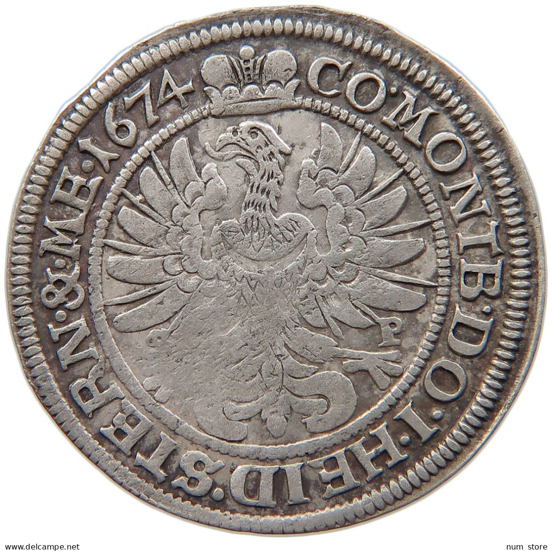 GERMAN STATES 6 KREUZER 1674 WÜRTTEMBERG ÖLS Sylvius Friedrich 1664-1697 #t030 0629 - Groschen & Andere Kleinmünzen