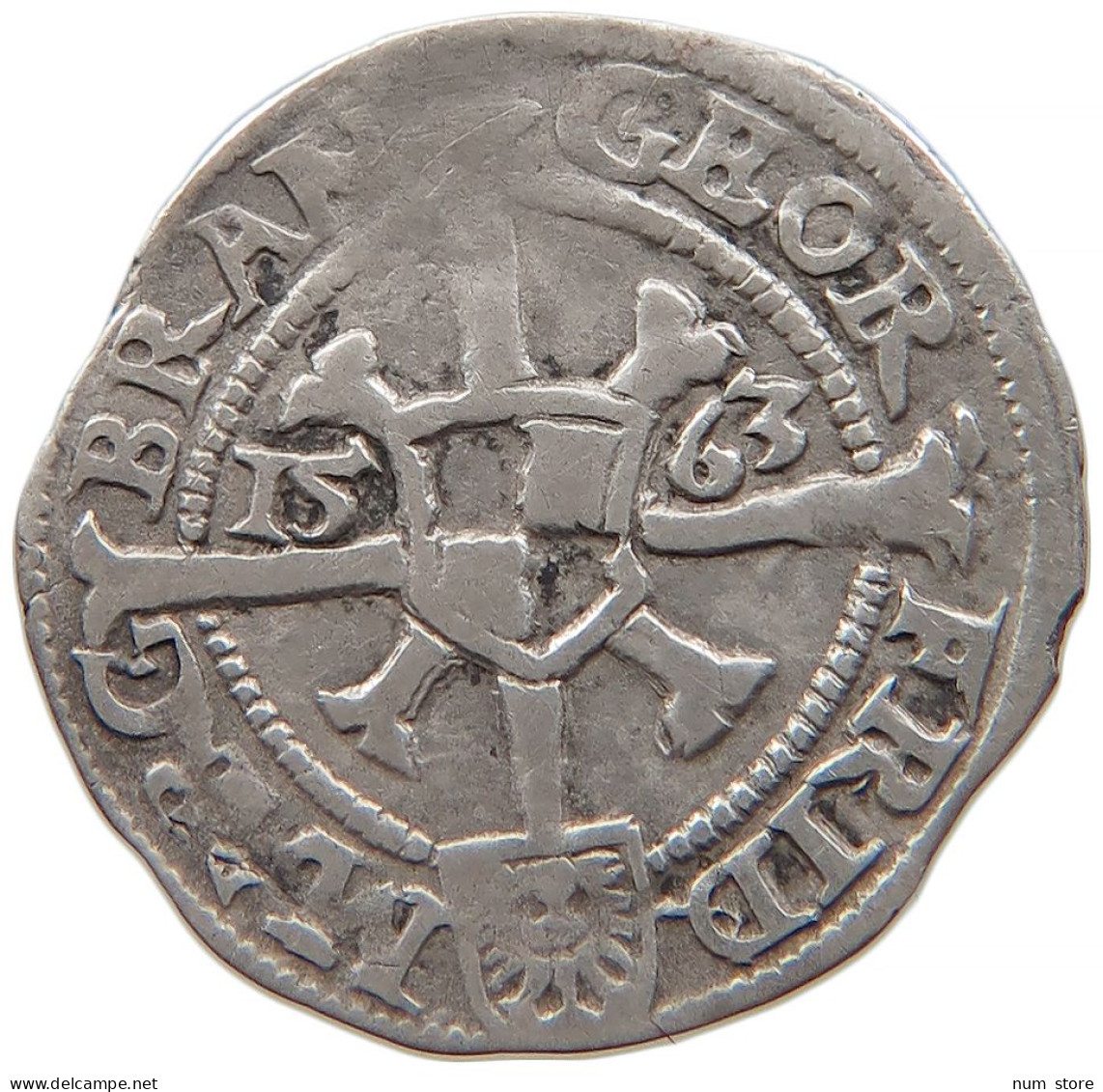 GERMAN STATES 1 KREUZER 1563 GEORG FRIEDRICH (1543-1603) Jägerndorf #t031 0109 - Groschen & Andere Kleinmünzen