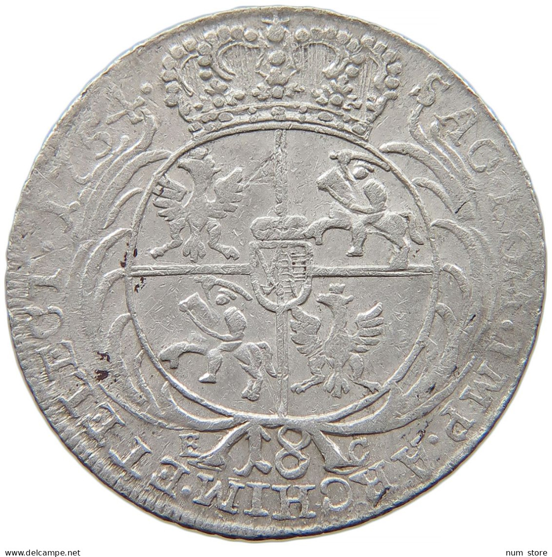 GERMAN STATES 18 GRÖSCHER ORT 1754 Friedrich August II. 1733-1763 SACHSEN / POLEN #t030 0625 - Groschen & Andere Kleinmünzen