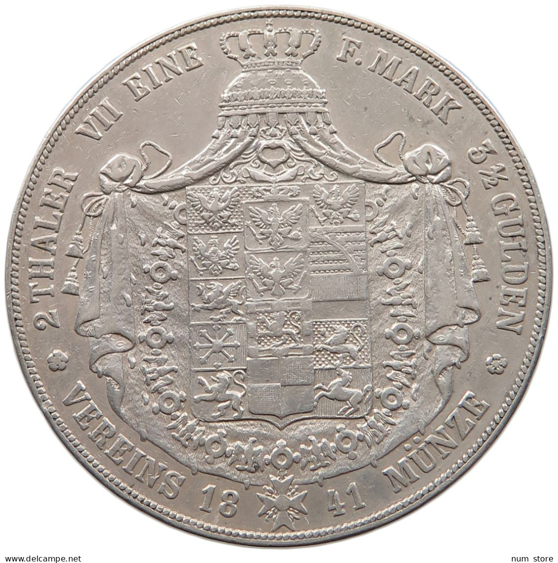 GERMAN STATES 2 TALER 1841 BRANDENBURG PREUSSEN Friedrich Wilhelm IV. 1840-1861. #t031 0013 - Monedas Pequeñas & Otras Subdivisiones