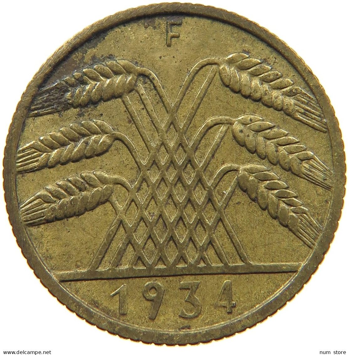 DRITTES REICH 10 REICHSPFENNIG 1934 F #t029 0333 - 10 Reichspfennig