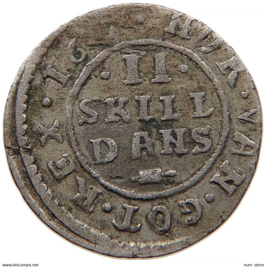 DENMARK 2 SKILLING 1677 Christian V. (1670-1699) #t030 0399 - Dinamarca