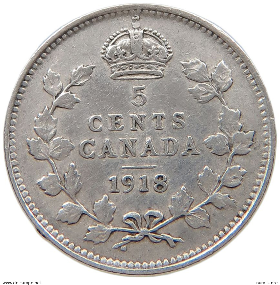 CANADA 5 CENTS 1918 George V. (1910-1936) #t030 0587 - Canada