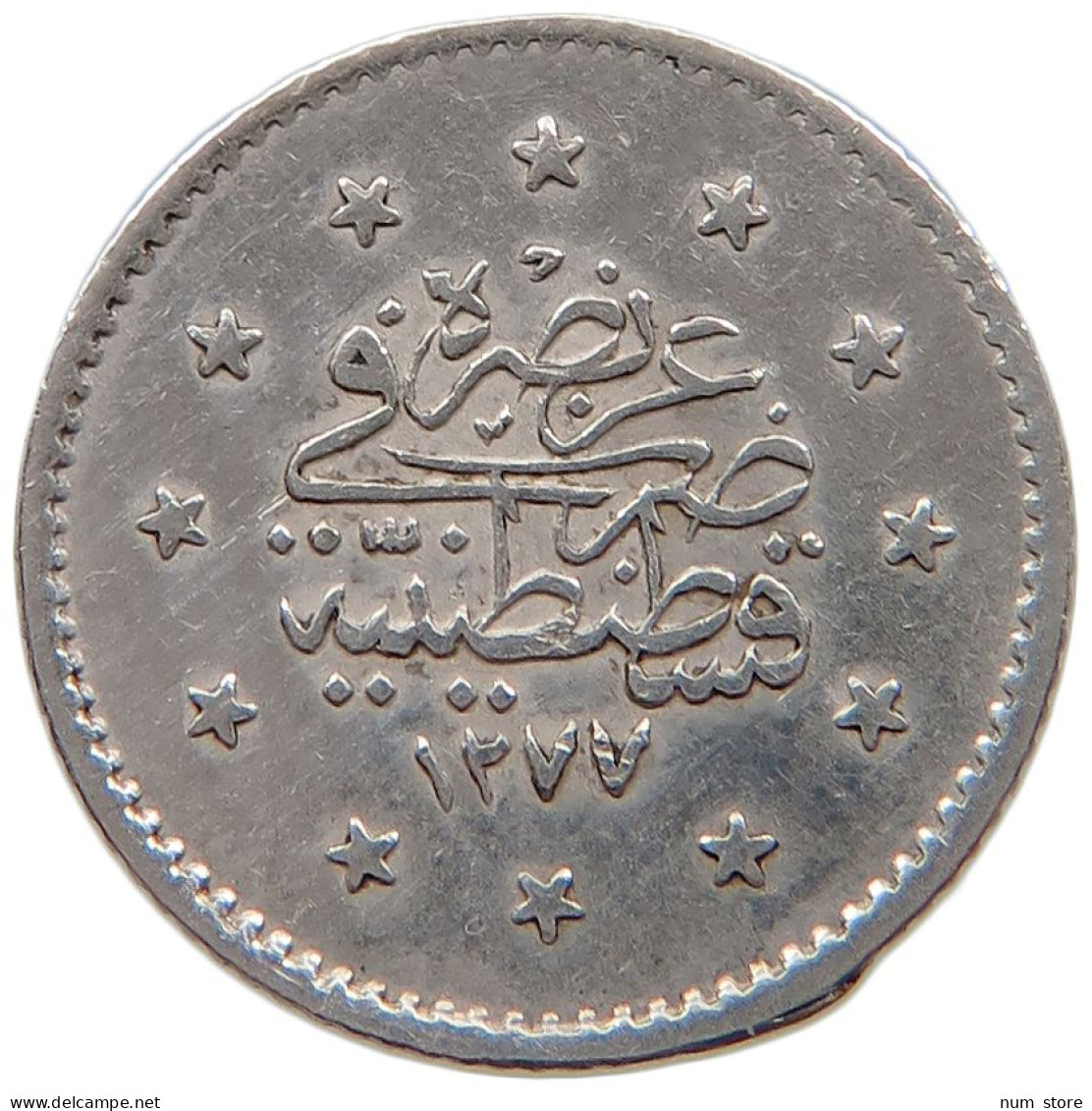 TURKEY OTTOMAN 1 KURUS 1277/4 REMOVED PENDANT Abdul Aziz (1861-1876) RR #t030 0607 - Turchia